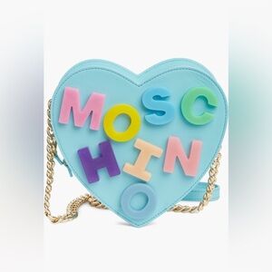 Moschino 'Moschino' Leather Heart Bag (Fantasy Print Light Blue)
